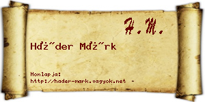 Háder Márk névjegykártya